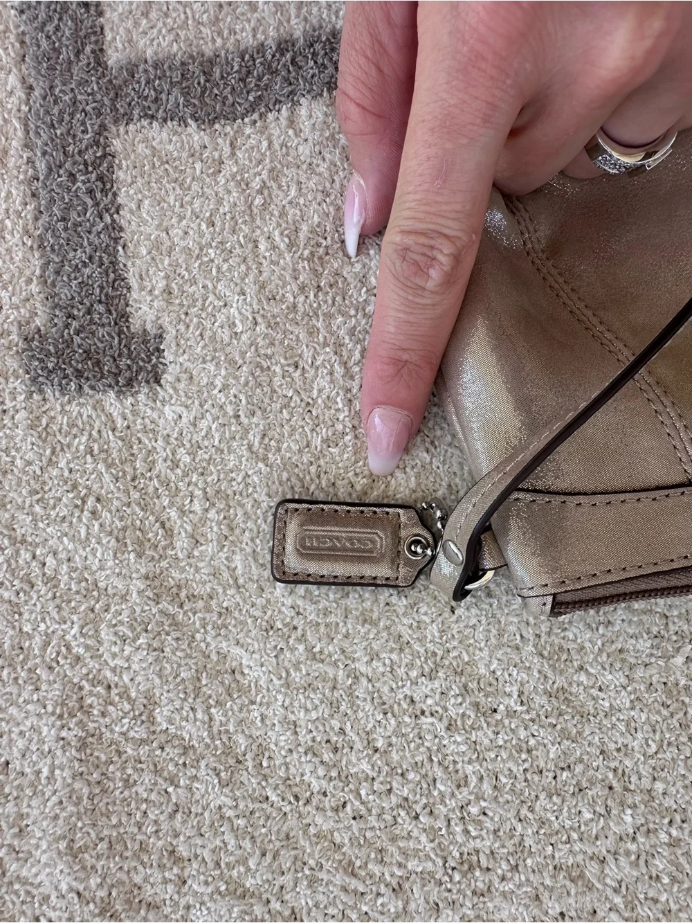 Coach Metallic Taupe Leather Wristlet y2k Coach